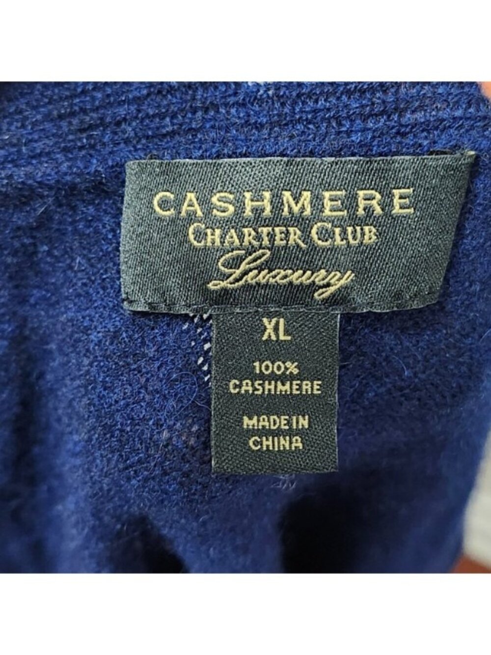 Cashmere Charter Club Luxury 100% Cashmere Cardigan Navy Blue Open Front Size XL - Picture 6 of 7